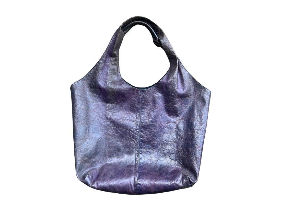 Y's, 00s, Purple Cowhide Leather Tote Bag